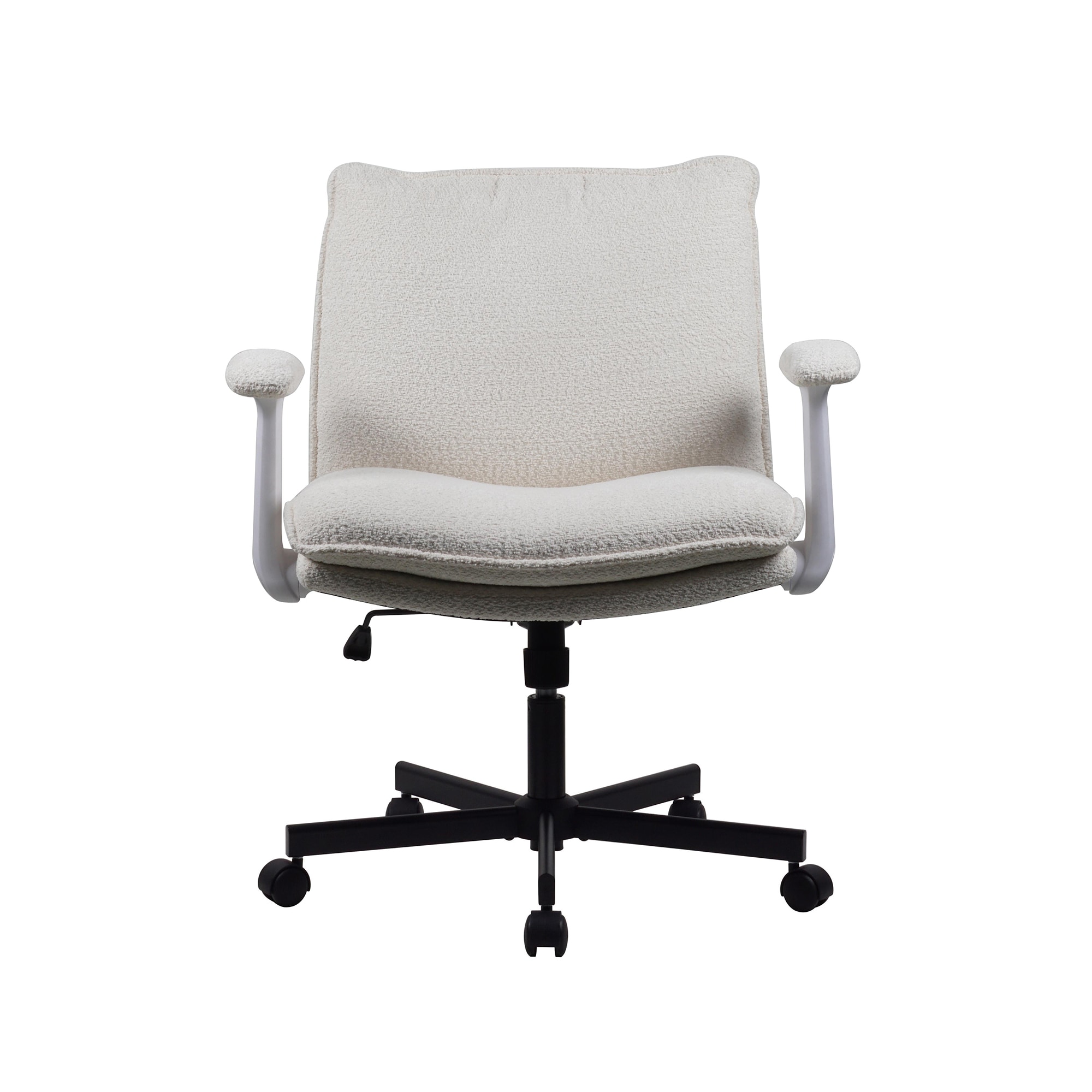 Cross-Legged Friendly Office Chair With Criss Cross Frame, Rolling Casters & Fold-Down Arms, Upholstered Wide-Seat Desk Chair For Home Office & Vanity_voghion.com